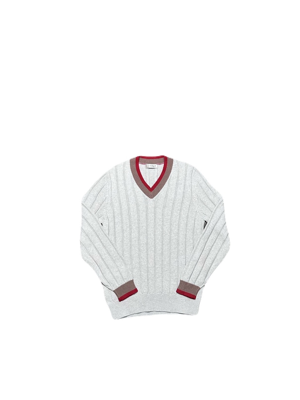 Brunello Cucinelli Gray Cotton V Neck Knit Cricket Sweater Mens EU 50 US L